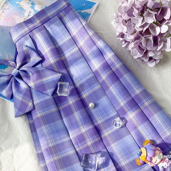 Sakino Lilac JK Skirt Set: Skirt + Bowtie - Picture 1 of 6